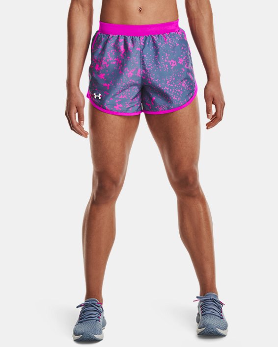 Under Armour UA HeatGear Ladies Fly By Perforated Printed Sports Running Shorts 